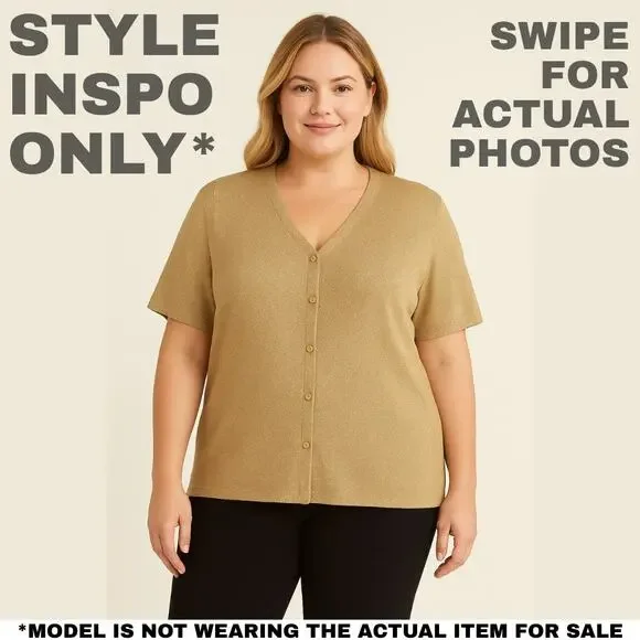 NWT Maggie McNaughton 2X Gold Button Front Top/Blouse [0028]